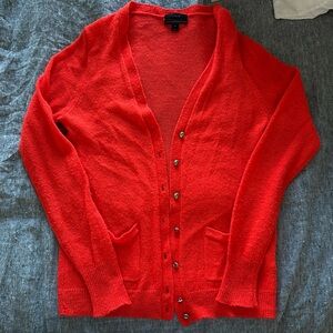 Jcrew red-orange wool festive cardigan, size M